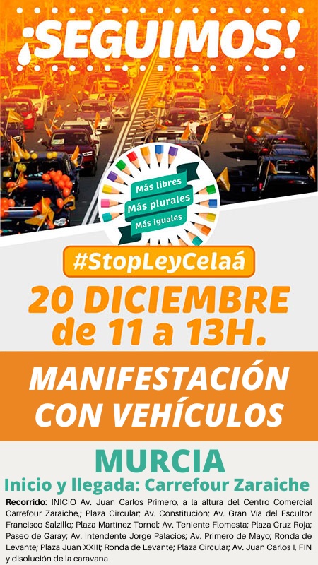 #StopLey Celaá. Manifestación con vehículos el 20 de diciembre